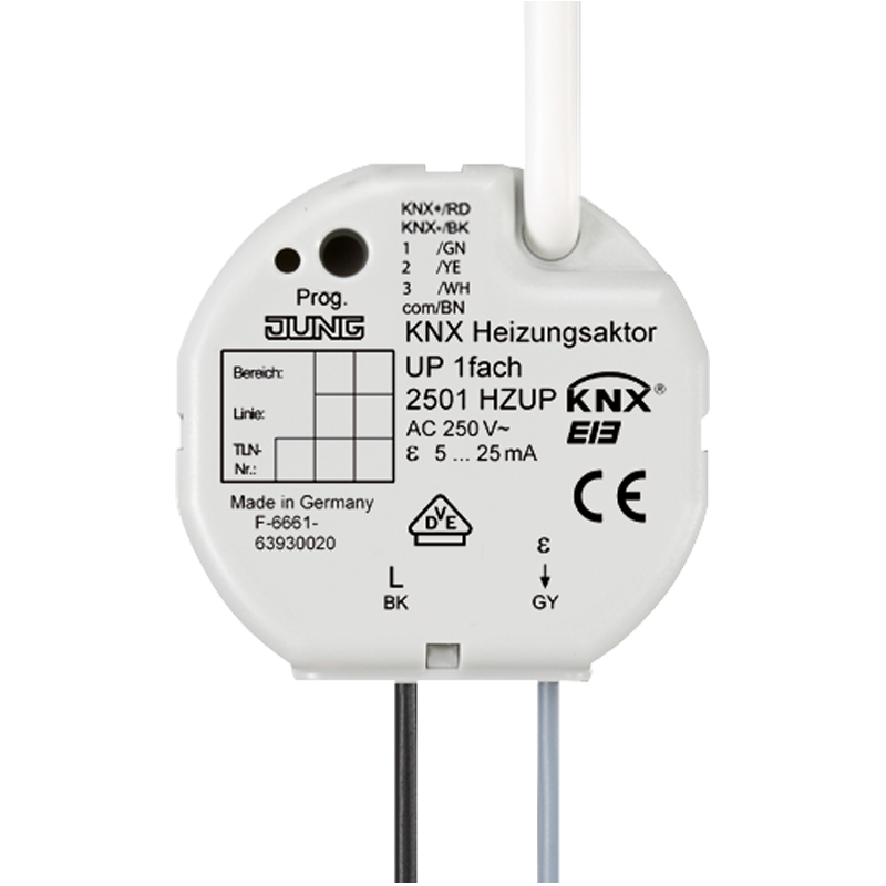 Изображение 2501HZUP  Flush-mounted актуатор отопления, 1 канал - завод JUNG