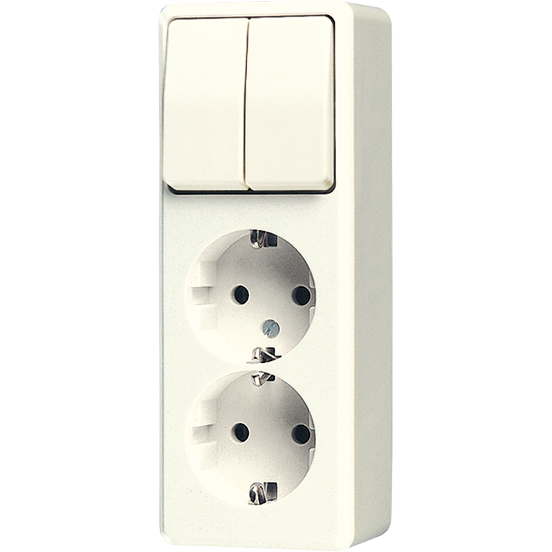 Изображение 625A  2-gang SCHUKO® socket 16 A / 250 V ~ with 2-gang switch 10 AX / 250 V ~ - завод JUNG