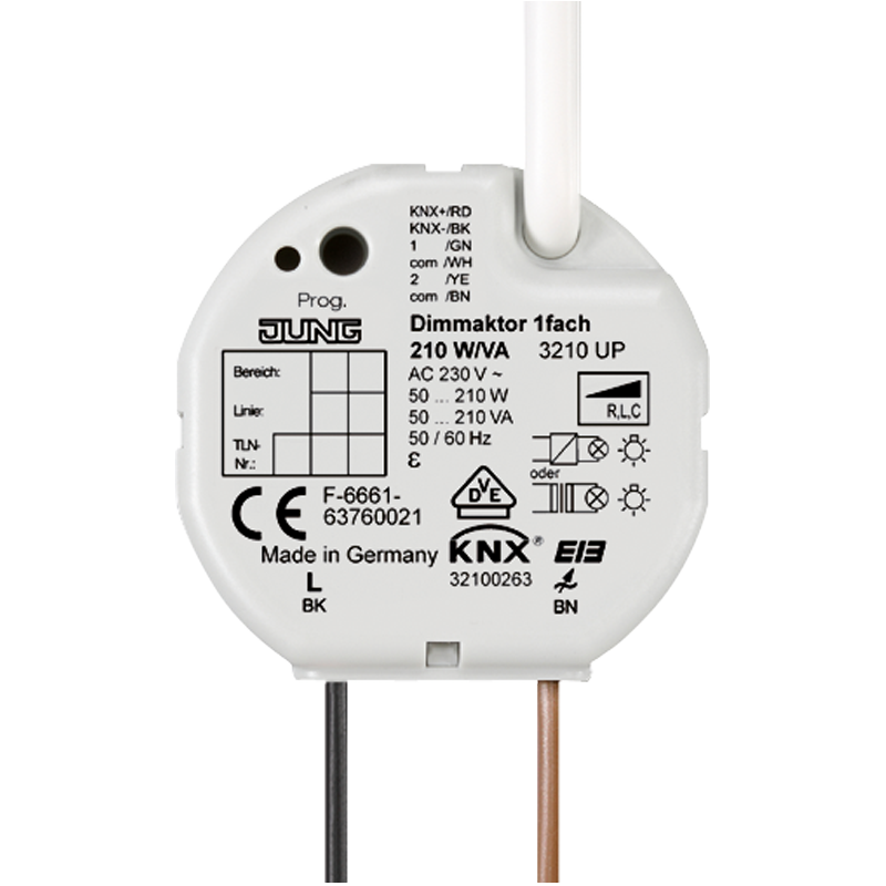 Изображение 3210UP  KNX универсальный диммер, 1 канал 50-210 W/VA - завод JUNG