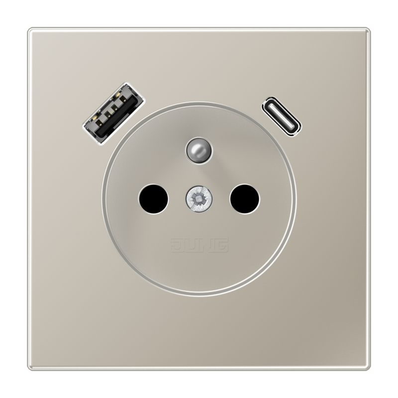 Изображение ES1520F-15CA-L  Розетка франко-бельгийской системы c USB зарядным устройством - завод JUNG