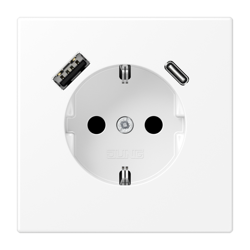 Изображение LS1520-15CAWWM  Розетка SCHUKO® 16A с USB-зарядкой тип (A+C) - LS (белый матовый) - завод JUNG