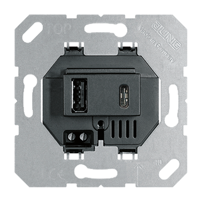 Изображение USB15CASW  USB зарядное устройство 3A тип (A+C) - (черный) - завод JUNG
