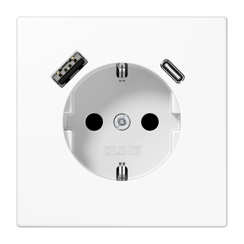 Изображение LS1520-15CAWW  Розетка SCHUKO® 16A с USB-зарядкой тип (A+C) - LS (белый) - завод JUNG