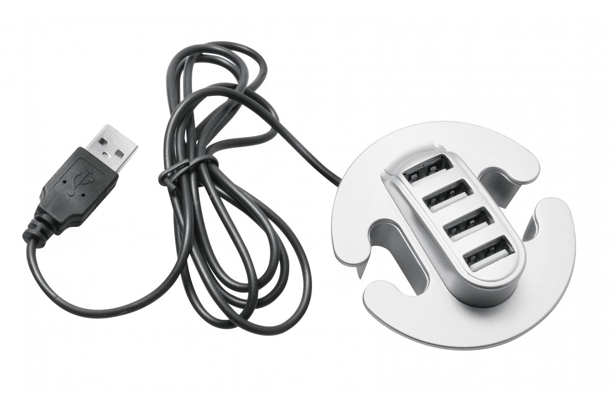 Изображение HB-USB-4X-80  Разветвитель для USB на 4 порта, серебро - завод GTV