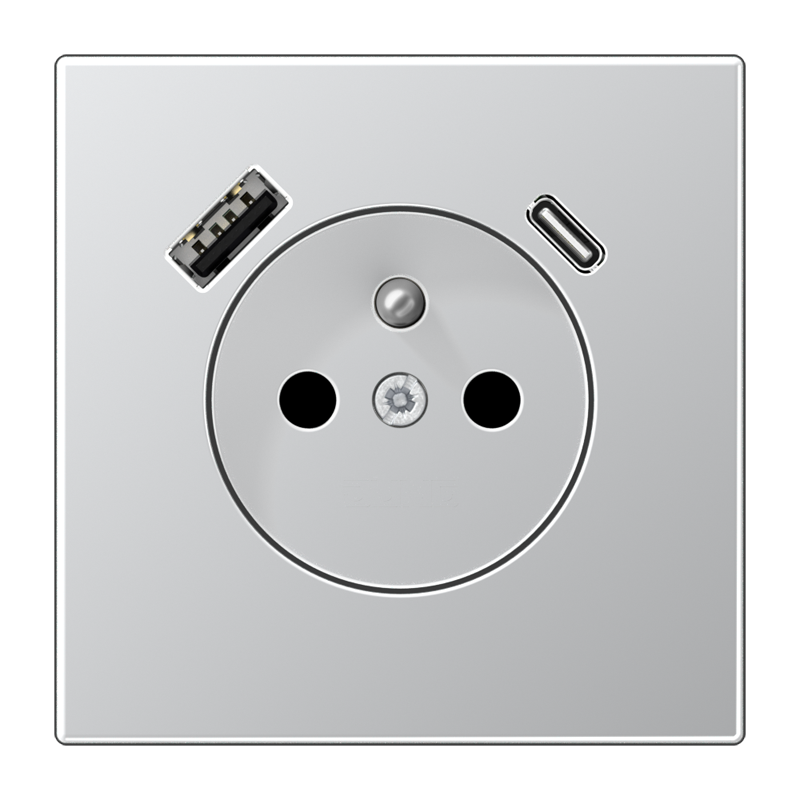 Изображение AL1520F-15CA-L  Розетка франко-бельгийской системы c USB зарядным устройством - завод JUNG